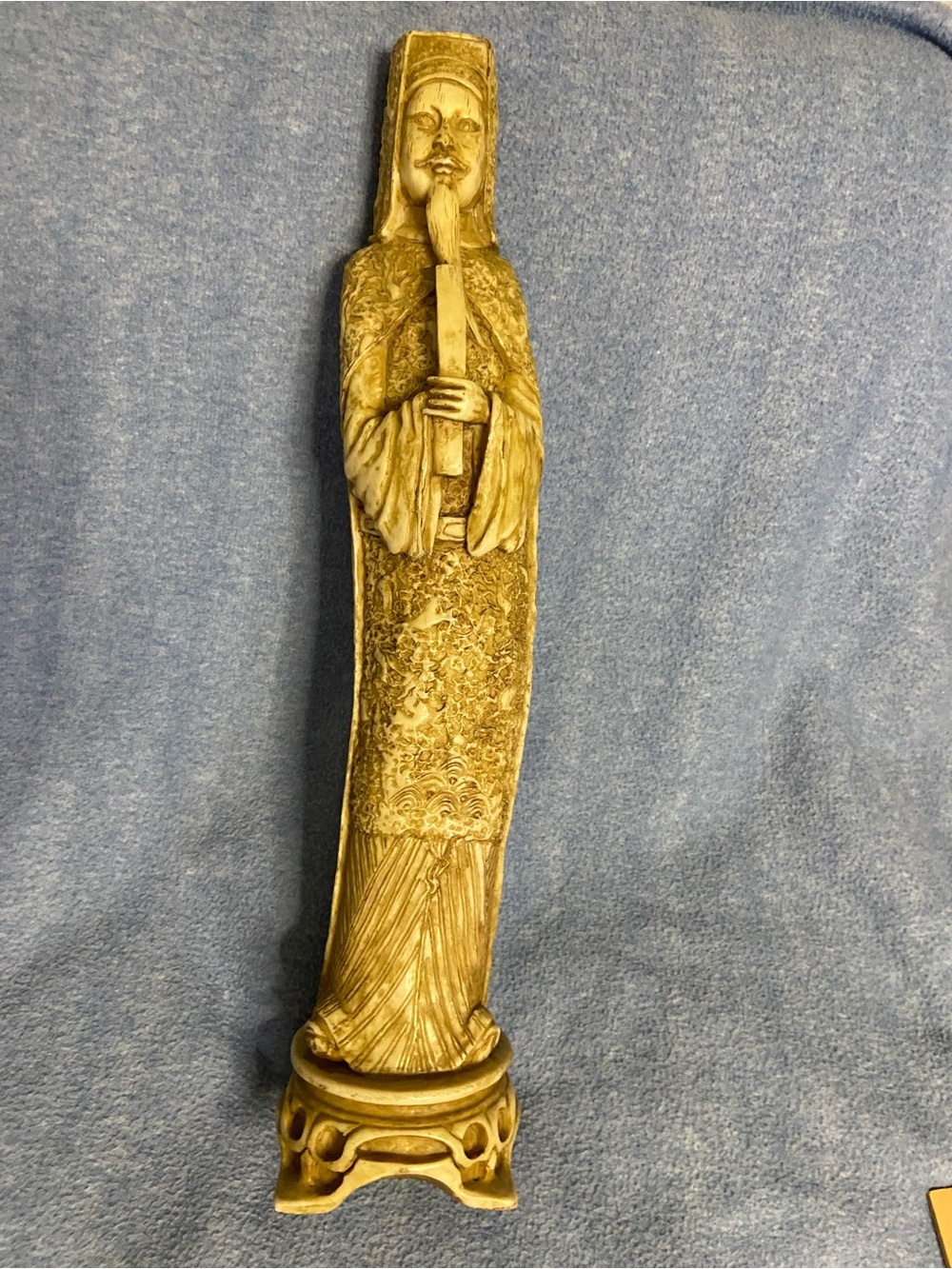 Tall VINTAGE Carved Chinese Emperor Ivory Resin Statue